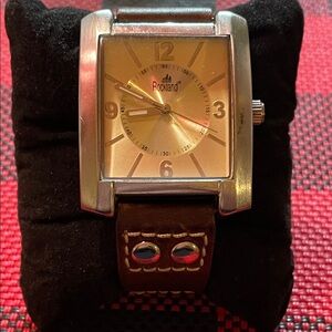 Rockland Silver Dial Watch with Brown Strap